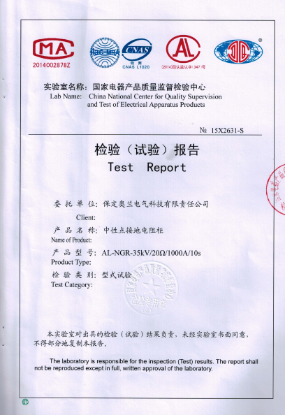 電阻柜檢驗(yàn)報告